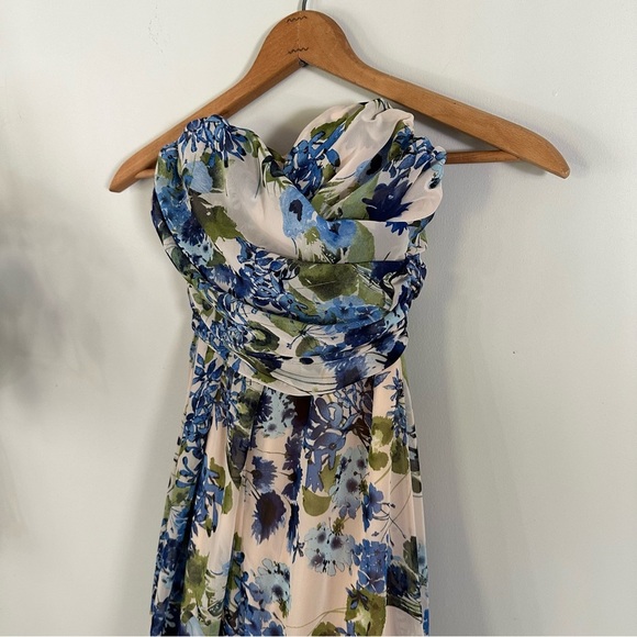 Lulus Sweet Symphony Blue Floral Print Strapless Maxi Dress Size XS - Picture 7 of 16